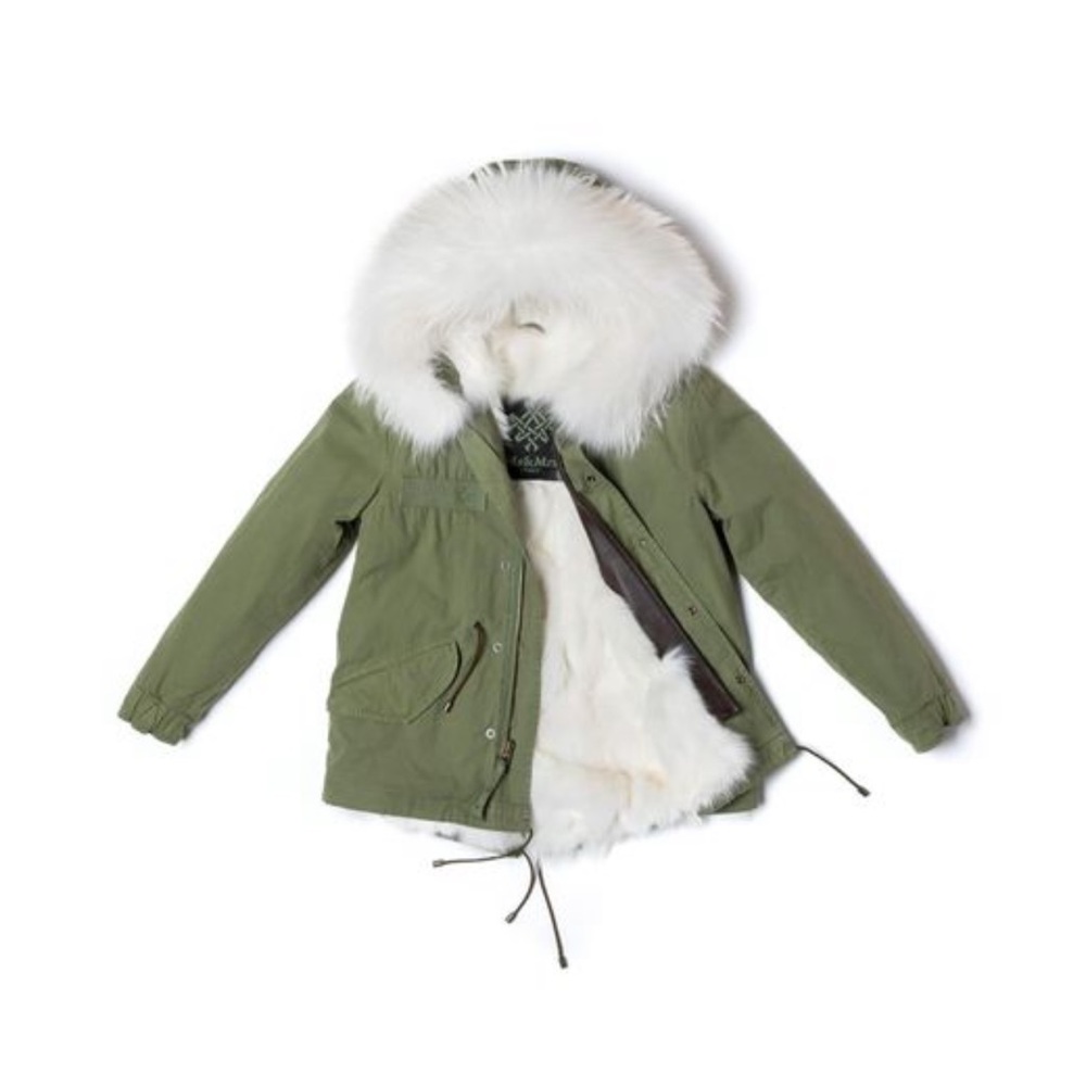 Mr & Mrs Italy Army Green Fur Parka